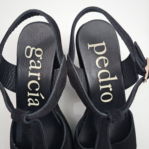Pedro Garcia Domiel Platform Wedge Sandal Womens EU 40 Black Suede Chunky NEW - Picture 8 of 13